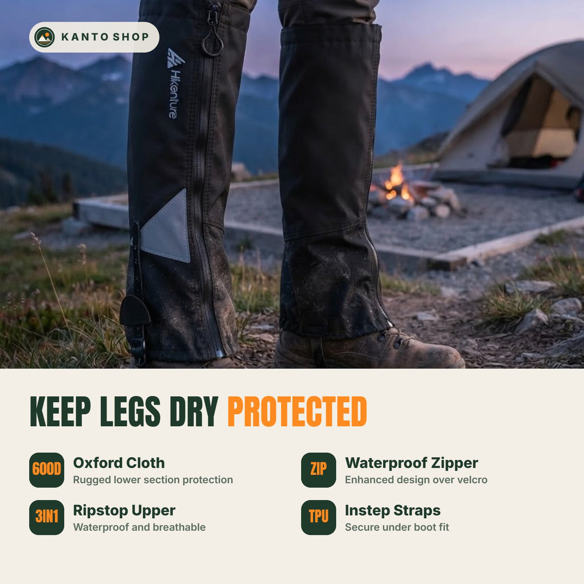Zippered Hiking Gaiters